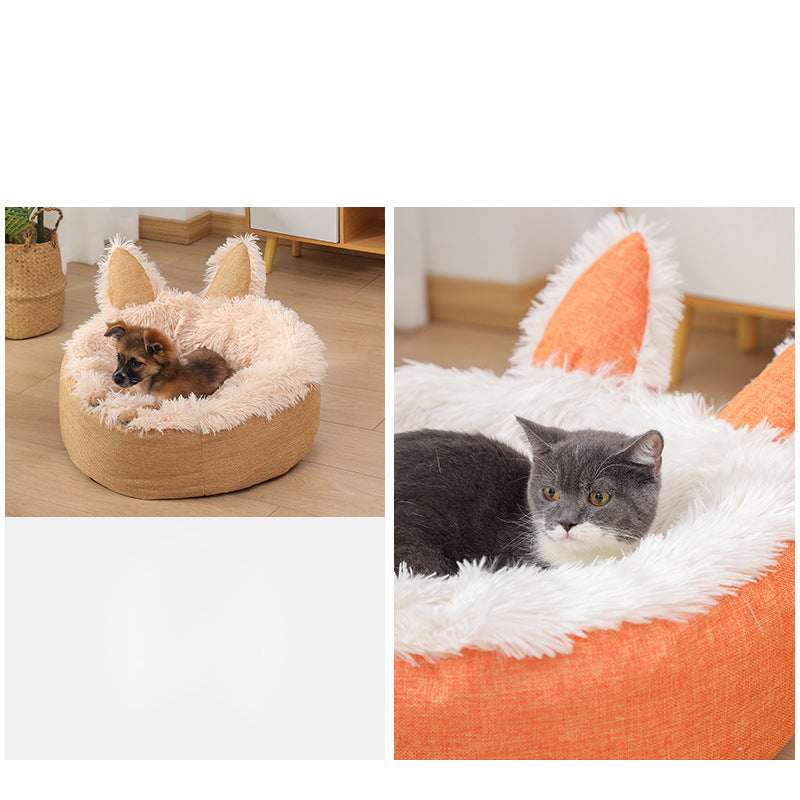 Plush Covered Cat Bed Cave
