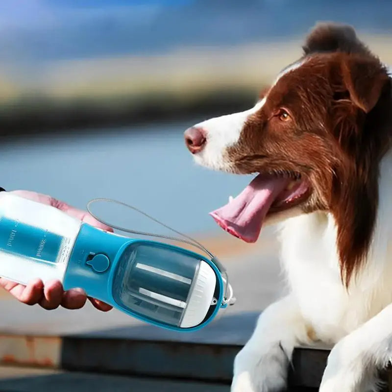 Tasse à Eau pour Chien, Distributeur de Nourriture et Sacs à Déjections Canines, Tasse Multifonctionnelle Portable Trois-en-un pour Animaux de Compagnie