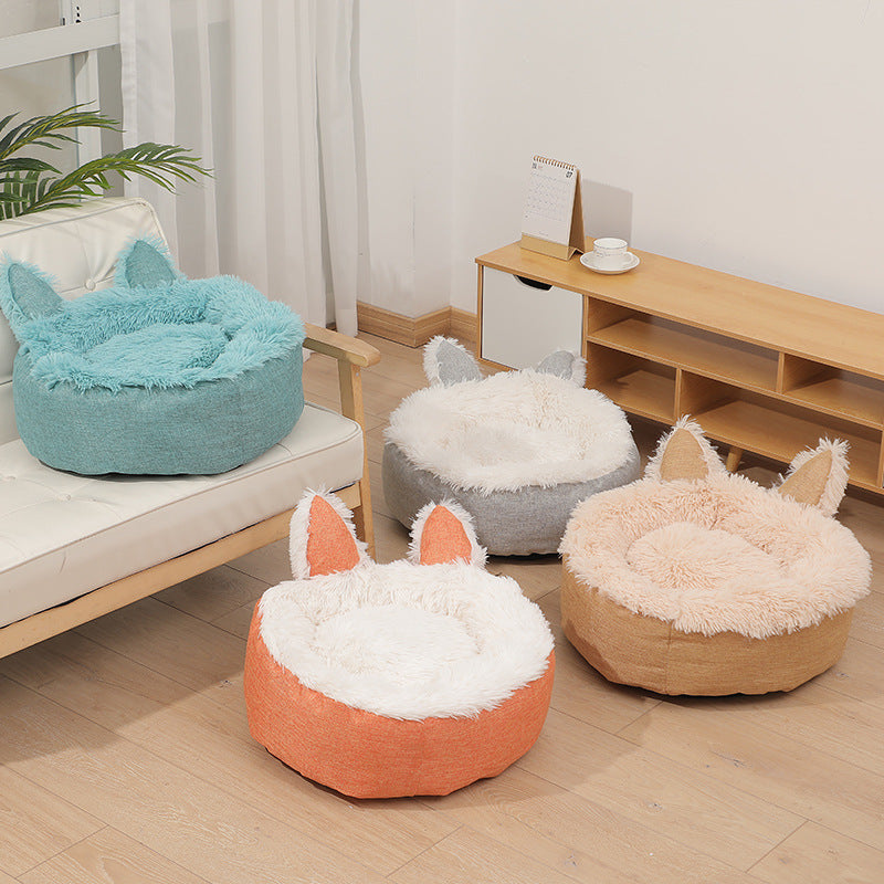 Plush Covered Cat Bed Cave