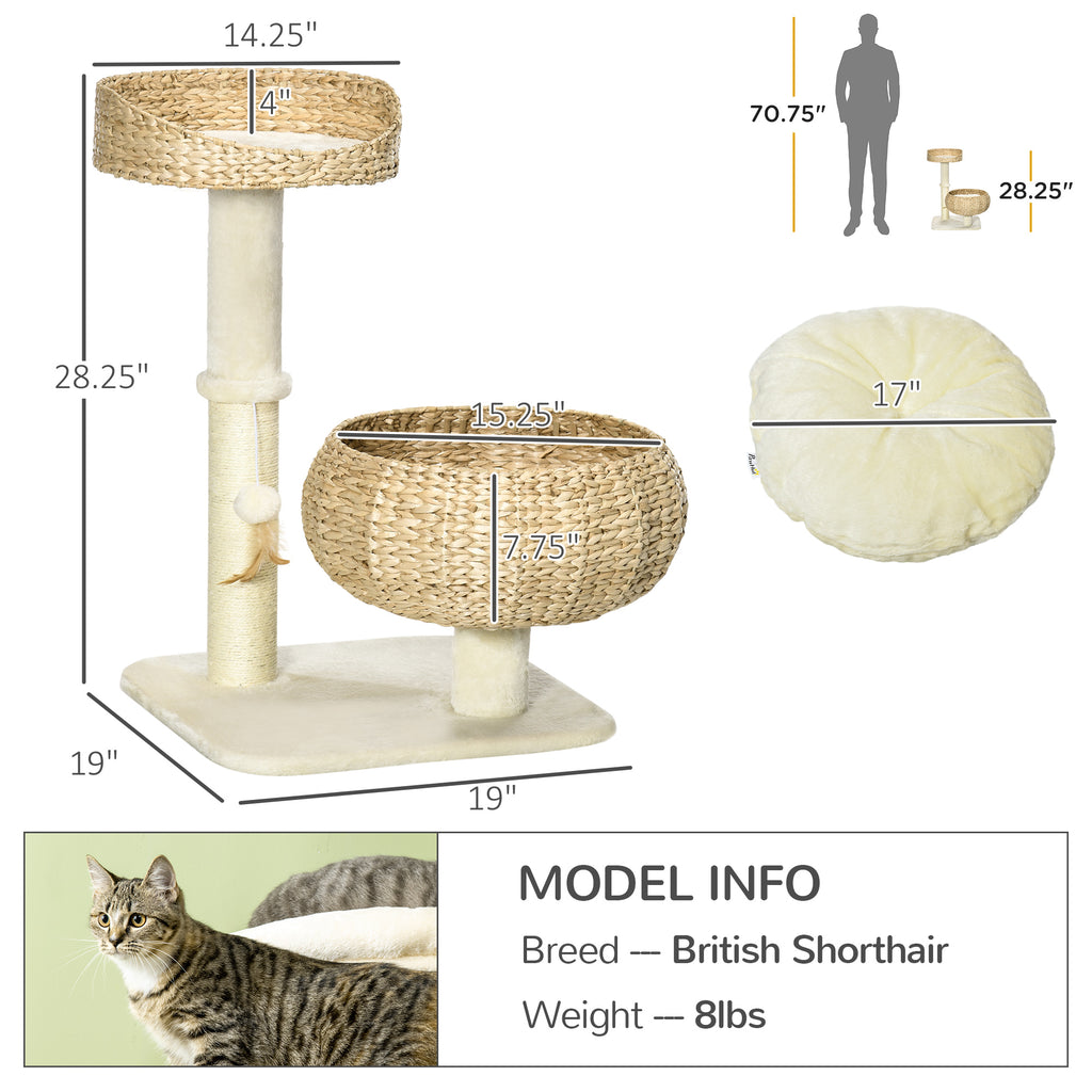 Elevated Cat Bed with Sisal Scratching Post