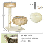 Elevated Cat Bed with Sisal Scratching Post