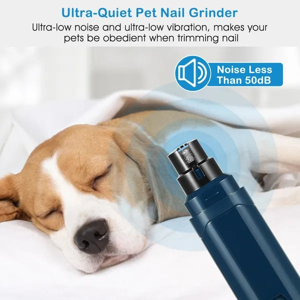 Lime à ongles pour chien, 2 vitesses, silencieuse, rechargeable par USB, professionnelle, coupe-ongles pour animaux de compagnie, sans fil, pour le toilettage des pattes, lime à ongles pour chien, 2 vitesses, silencieuse, professionnelle