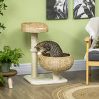 Elevated Cat Bed with Sisal Scratching Post