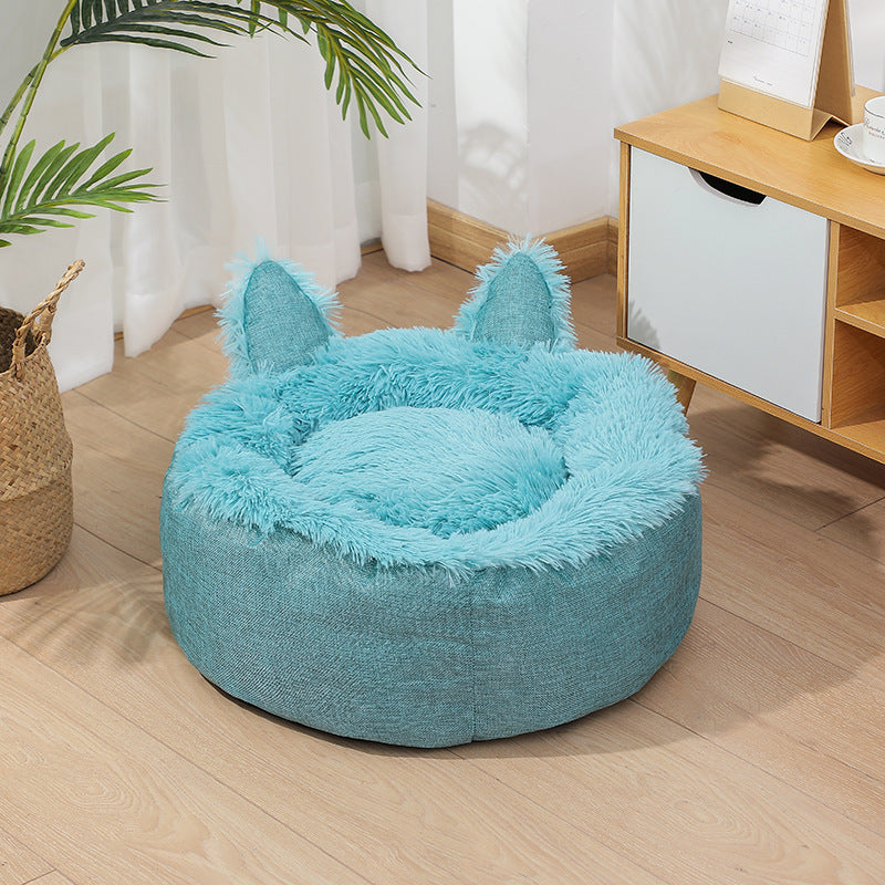 Plush Covered Cat Bed Cave