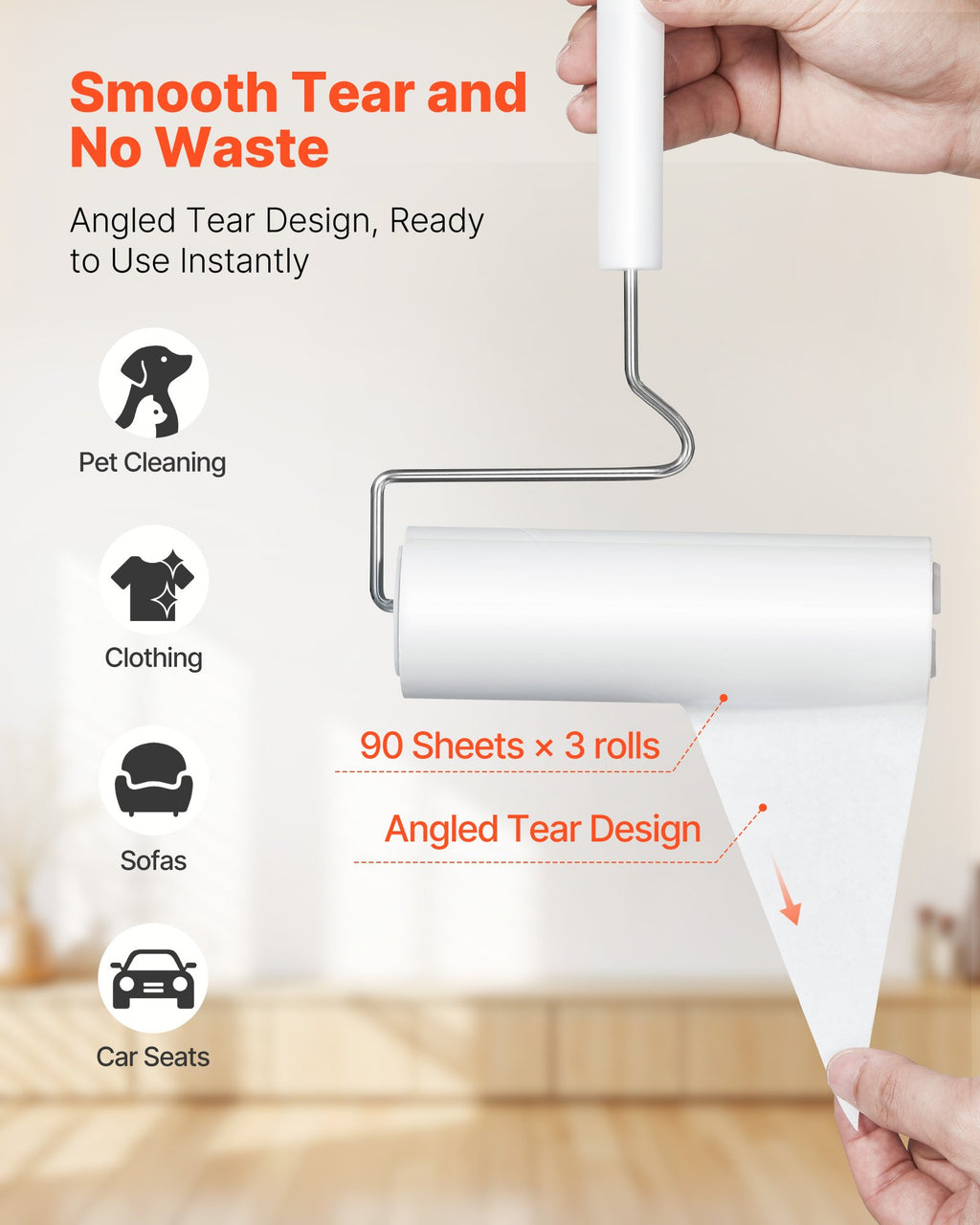 Extra Sticky Pet Hair Lint Roller (3 Pack)